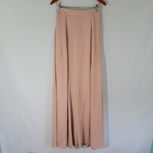 Show Me Your MUMU Princess Ariel Maxi Skirt Sz L Baby Pink Lined Side Zip Boho - Picture 2 of 11